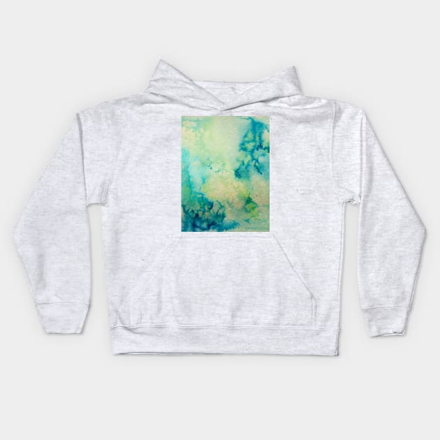 Watercolor wash - green Kids Hoodie by wackapacka